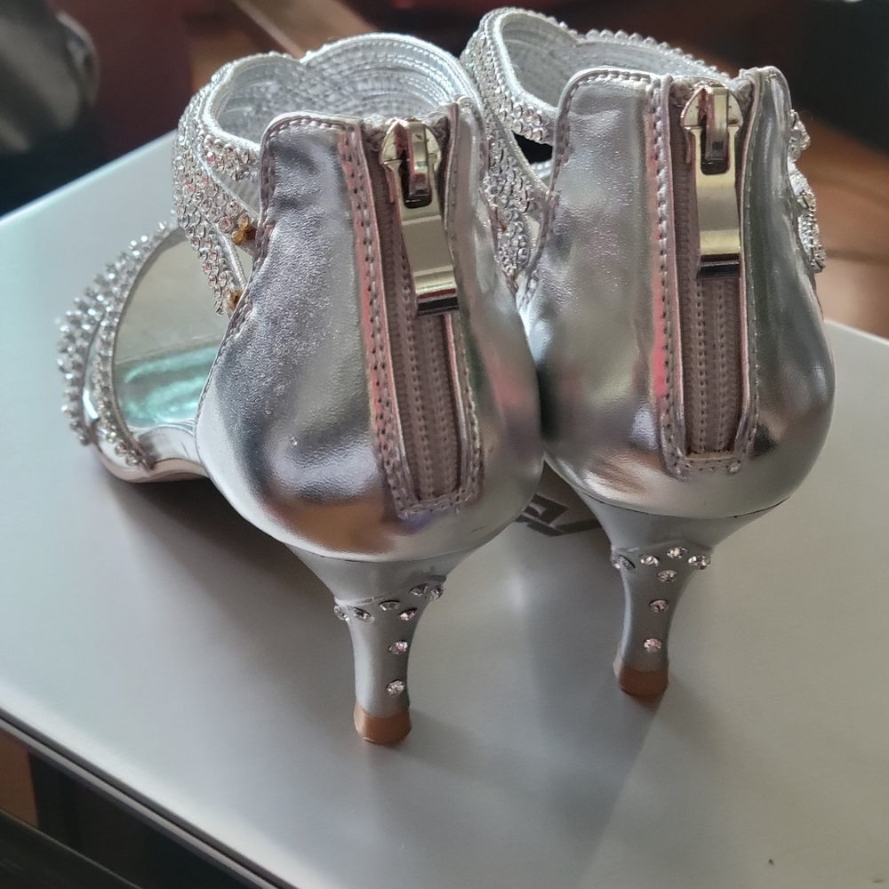 Shimmering Silver Heeled Sandals